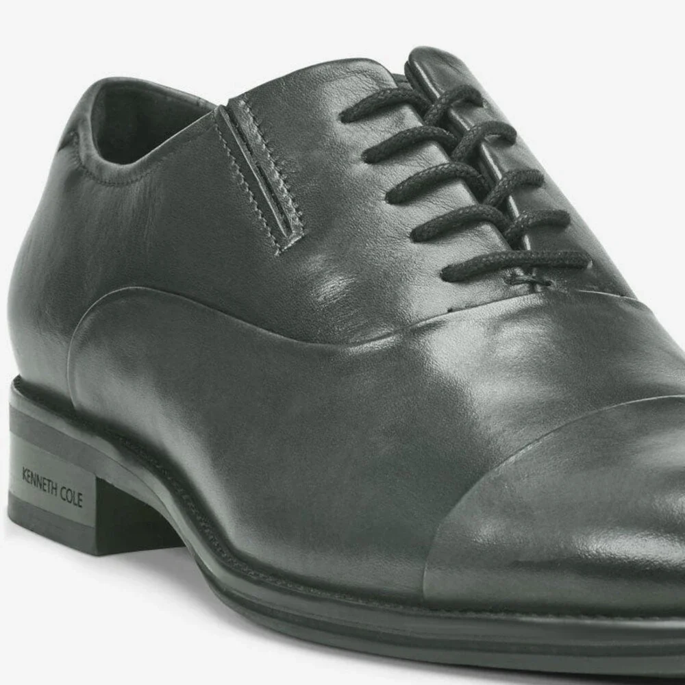 Kenneth Cole Tully Oxford Men's US 11 W Dark Gray Cap Toe Dress Shoes ZOGG3731